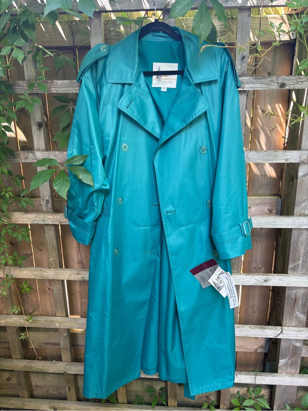 London Fog Teal Double-Breasted Trench Coat